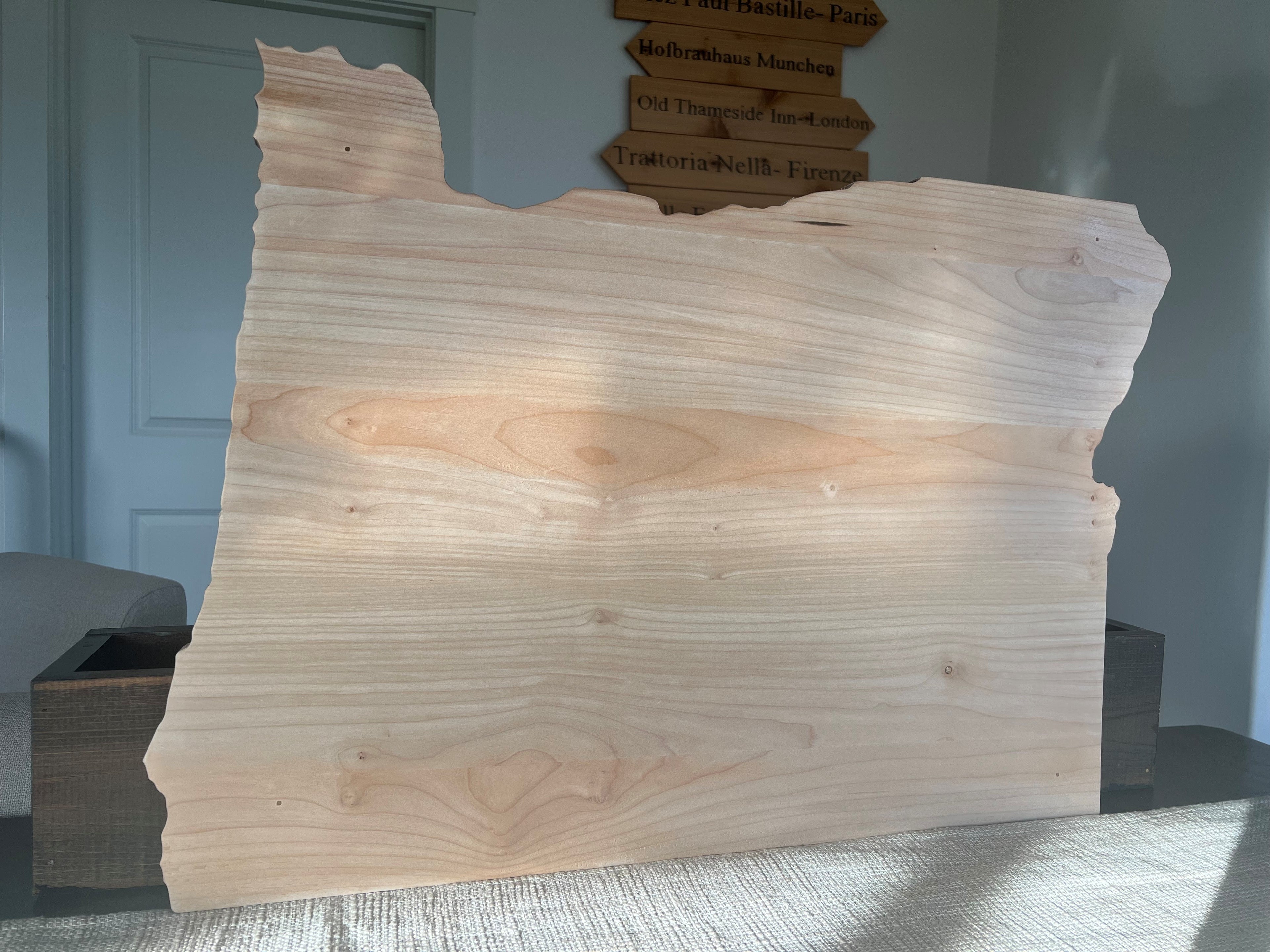 Handcrafted Live-Edge Maple Wedding Registry Sign - OREGON - Light