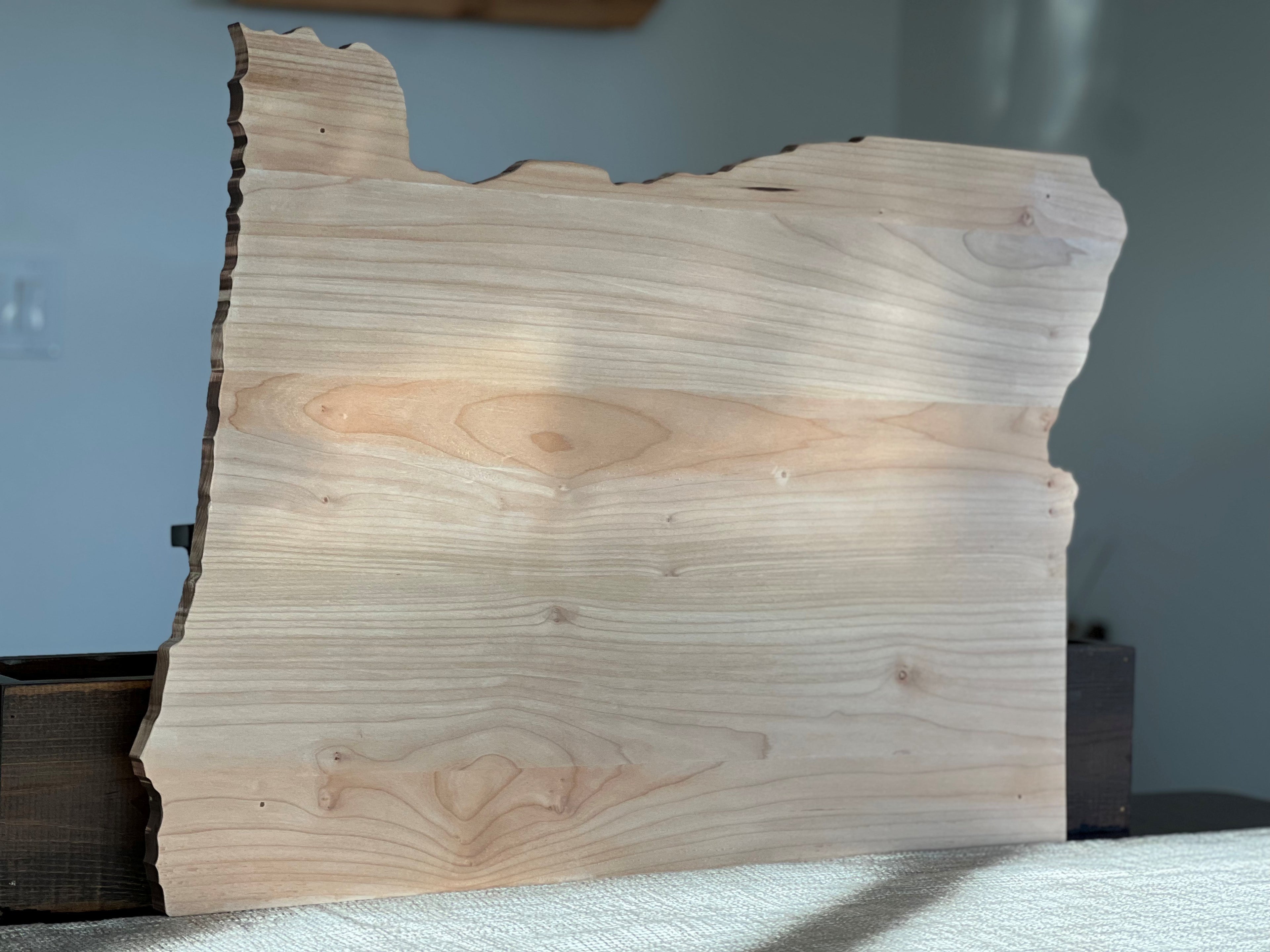 Handcrafted Live-Edge Maple Wedding Registry Sign - OREGON - Light