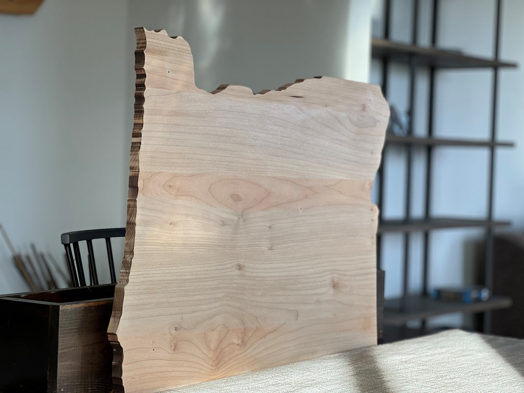 Handcrafted Live-Edge Maple Wedding Registry Sign - OREGON - Light