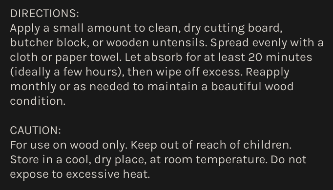 Cutting Board Oil
