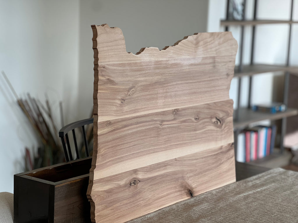 Handcrafted Live-Edge Maple Wedding Registry Sign - OREGON - Dark